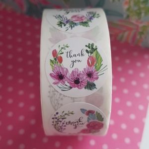 500 pcs Flowers Thank You Stickers 1" Inch